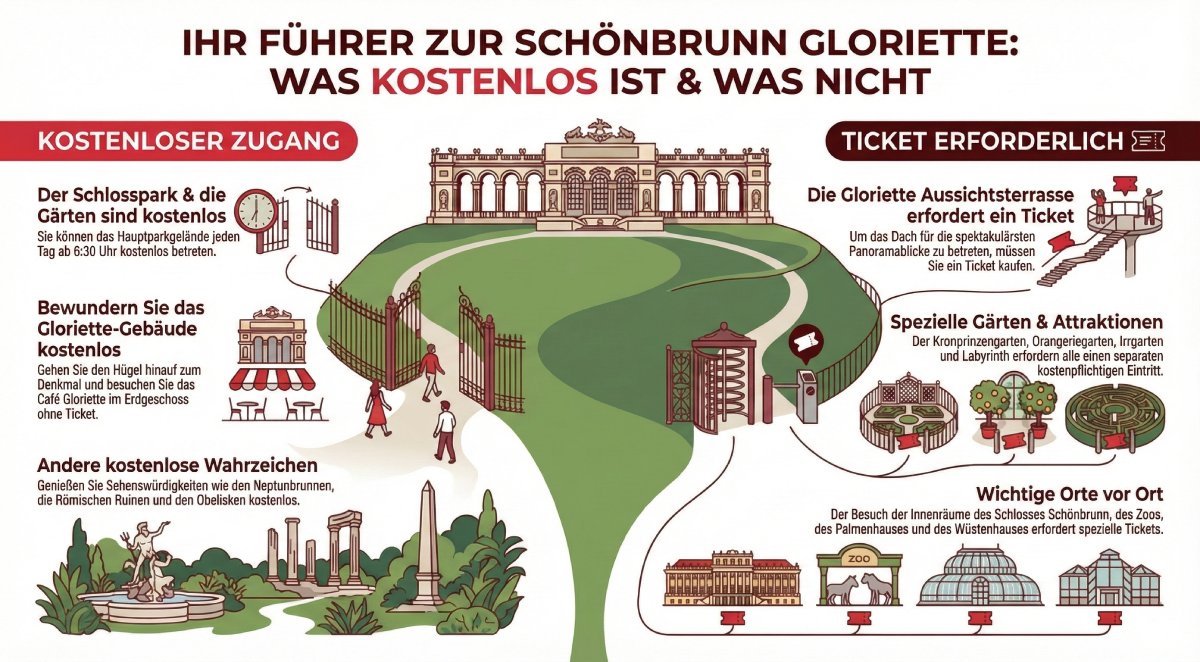 Infografik Zugang zu den Schönbrunner Gärten