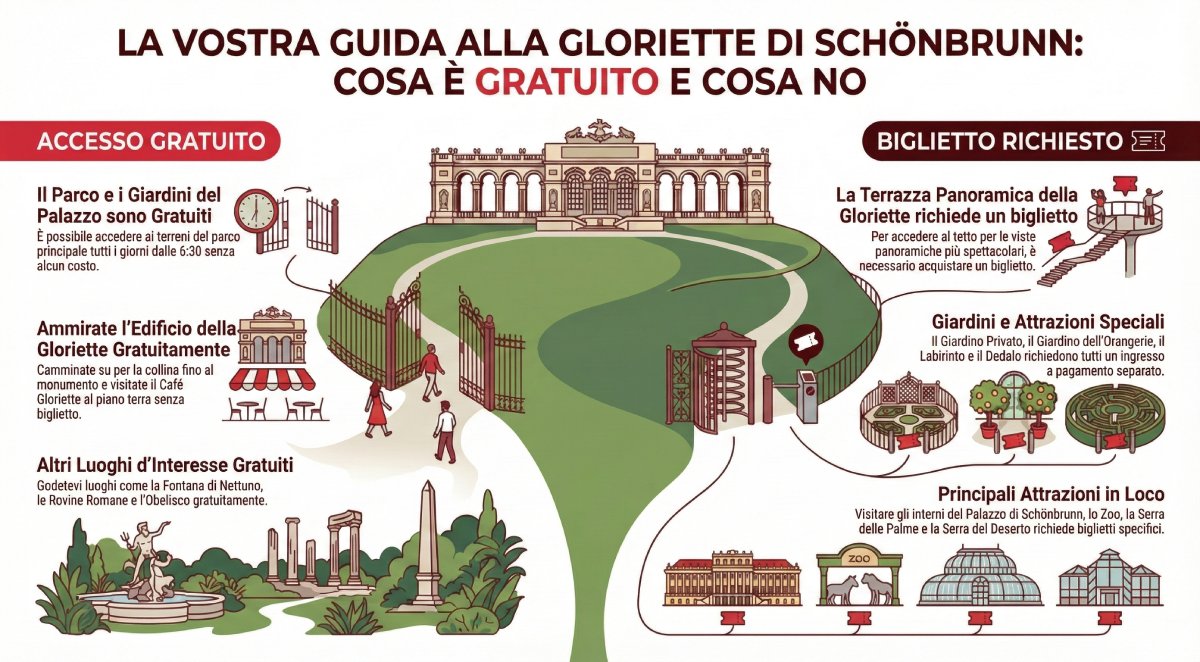 infografica accesso giardini di Schonbrunn
