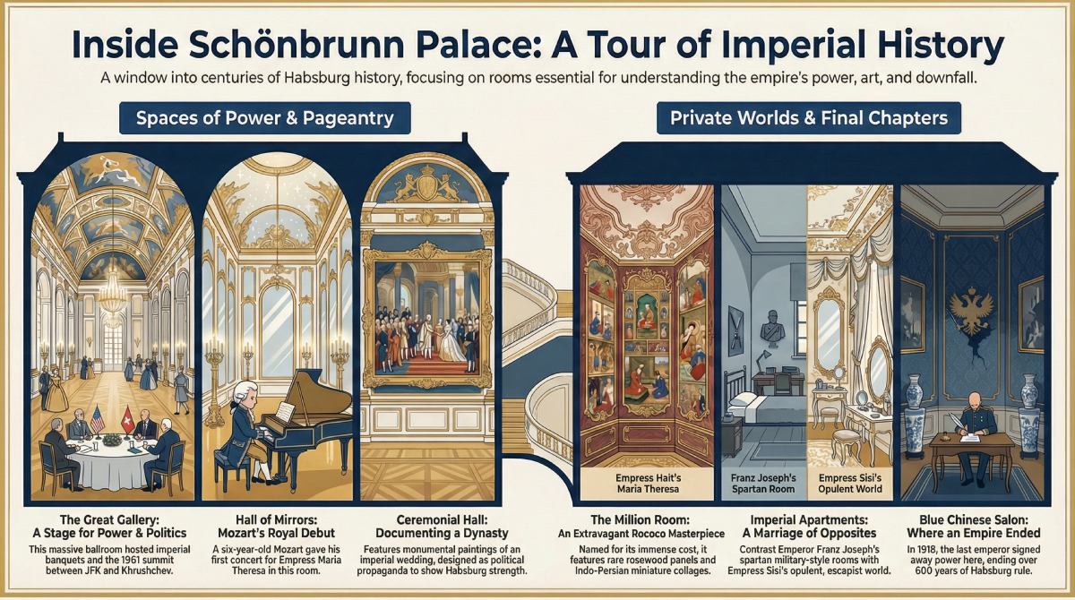 Infographic about the interior of Schönbrunn